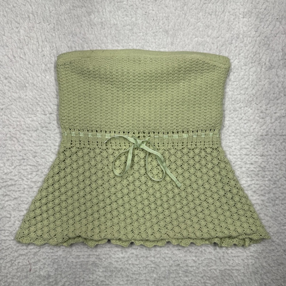 Hollister Strapless Tube Top Green Knit Shirt Green Women's Size Small